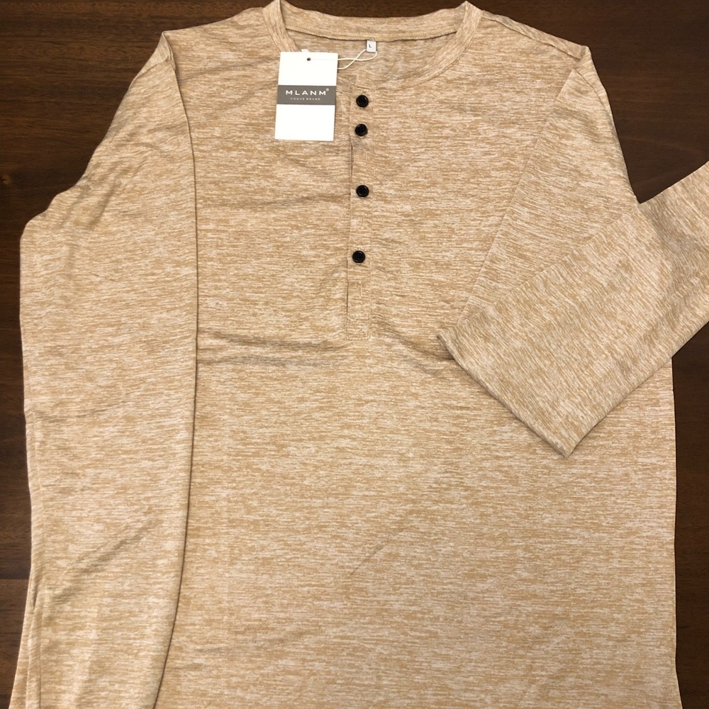 MLANM Men’s Size Large Henley Crew Neck Shirt